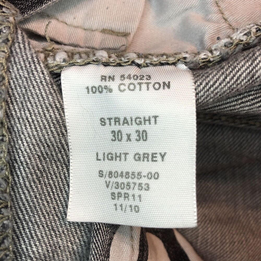 Gap Mens Straight Jean 1969 Light Gray Faded Ringspun Denim 100% Cotton 30 x 30 - Picture 6 of 8
